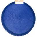 AHHFSMEI Round Braided Placemats 15 Inch Round Table Mats for Dining Tables Natural Woven Heat Resistant Place mats Set of 4 (Navy Blue)