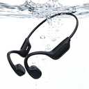 QMHL Swimming HeadphonesBone Conduction Headphones, IP68 Waterproof Builtin MP3 Player 32G Memory, Underwater Swimming Bluetooth V6.0 Headset, Wireless Open Earphones, for Running, Cycling (Black)