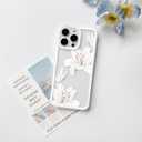 NITITOP Compatible with iPhone 16 Pro Case Cute Durable Lily Flower Floral Butterfly Pattern for Women Girls Color Frame Slim Shockproof Protective Phone Cover - White