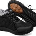 SHIBEVER Snow Boots for Women Winter: Warm Fur Lined Ankle Snow Booties Anti-Slip Waterproof Comfortable Outdoor Winter Shoes (8.5, Black)
