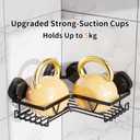 KEGII Corner Shower Caddy Suction Cup, Corner Shower Shelves with Soap Holder, No Drilling Suction Cup Bathroom Organizer with Hooks, Removable Bathroom Storage Rack, 3 Pack - Black
