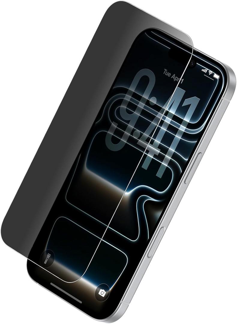 Belkin ScreenForce InvisiGlass Privacy Screen Protector for iPhone 17 Pro, Scratch-Resistant Impact Protection w/Included Easy Align Tray for Bubble Free Application - Made with Recycled Glass