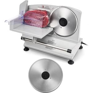VEVOR Meat Slicer, 6.7" Electric Deli Slicer Machine with 2 SUS420 Blades, 0-0.6 inch Adjustable Thickness, 150W Home Food-Slicer for Meat, Ham, Baguette, Steak, ETL Approved