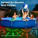 Solar Powered Pool Lights for Framed Above Ground Pools, Waterproof RGB Color Changing Light, Backyard Decor Accessories for Framed Swimming Pools, 4 Pack, Missing one Piece