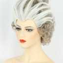 karlery Women Adult Short Curly White and Grey Wig Witch Enchanted Anime Wig for Halloween Cosplay Costume Party