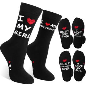 Valentines Day Socks for Men Women Him Her Girlfriend Boyfriend Couple, Anniversary Birthday Romantic Heart Gifts (Black)