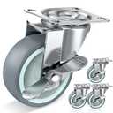 HOLKIE 3 inch Caster Wheels with Side Brakes Swivel Casters for Workbench, Furniture or Other Equipments Load Capacity 500LBS (Set of 4)