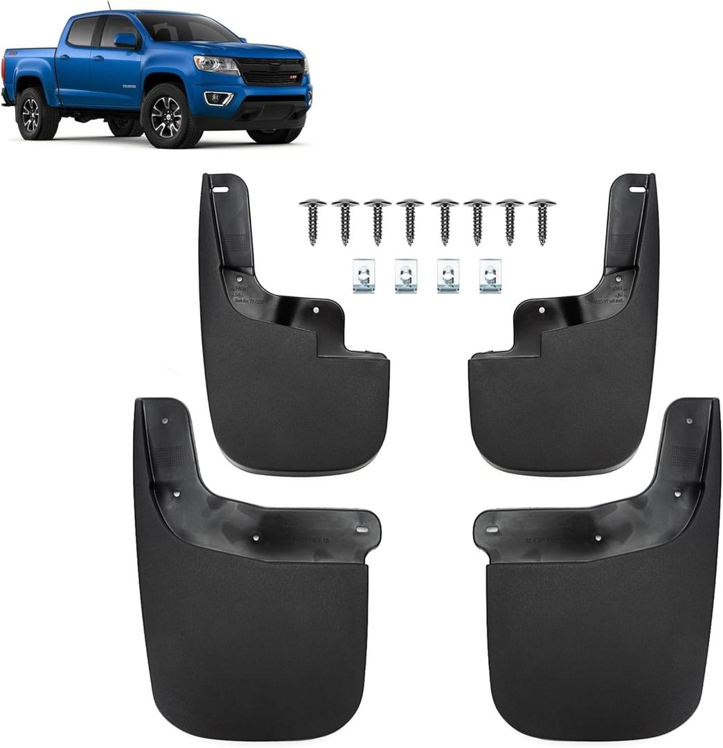 Mud Flaps Compatible with GMC Canyon/Chevrolet Colorado 2015 2016 2017-2021 2022 (Without Flares) No-Drill Front & Rear 4PCS Mud Splash Guard Accessories