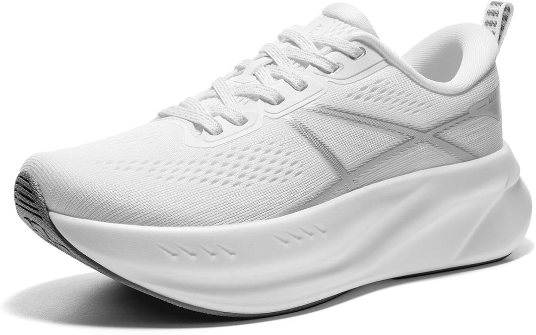 Women's Road Running Shoes Cushion Tennis Shoes Non-Slip Comfortable Lightweight Gym Workout Athletic Arch Support Walking Sneakers Active5K (White), US 8.5