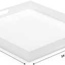 White Acrylic Ottoman Tray with Cutout Handles 24x24 Inch Over-Sized Serving Tray Rubber Boot Organizer Decorative Tray for Living Room, Bedroom,Bathroom Entryway and Kitchen Tabletop
