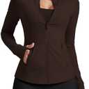 AVGO Womens Running Jackets Lightweight Slim Fit Workout Jacket Zip Up Athletic Track Gym Tops with Pockets & Thumb holes, M