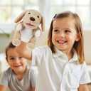 Animal Hand Puppets 11 Inch Sea Turtle Plush Dinosaur Animals Hand Puppet Toys Role-Play Toy Puppets for Kids Storytelling Imaginative Pretend Play Teaching Preschool(Dog)