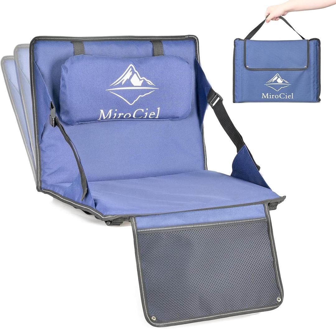 Stadium Seat with Back Support: Lightweight Foldable Bleacher Cushion for Outdoor,Sport Events,Picnic,Camping,Hiking (Army Blue)