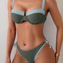 Eomenie Bikini Set for Women Underwire Push Up Two Piece Bathing Suit Color Block Swimsuit Swimwear (XL)