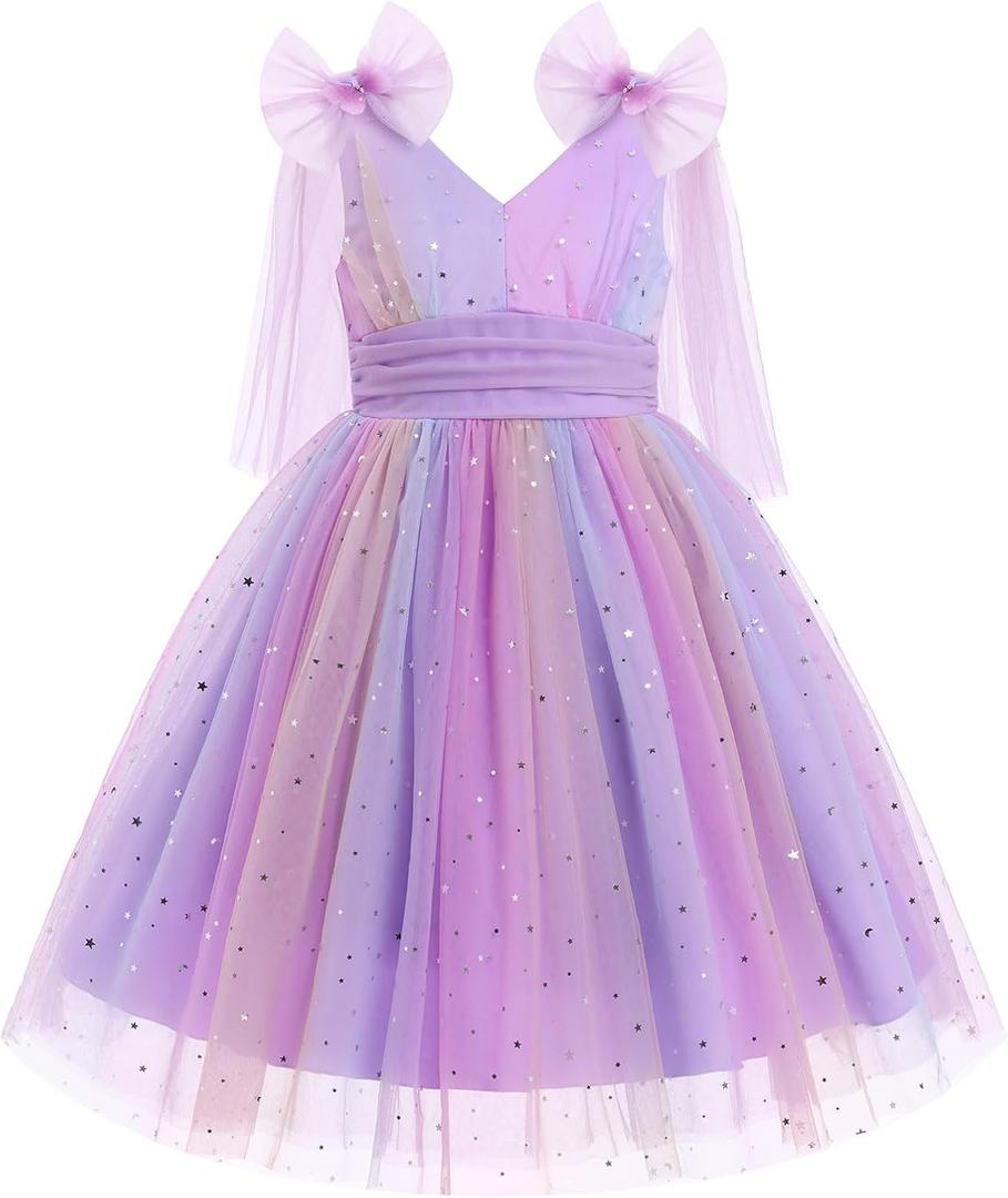 Girl Sleeveless V-Neck Mesh Dress Birthday Party Cake Crush Princess Dress