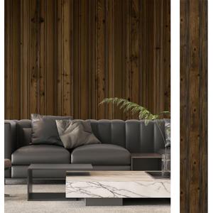 Art3d 4-Pack Glue-On Wall Panels, Wood Grain Texture Interior Wall Decor, 104"x12" Recycled Polystyrene Wainscoting Panels, Low Emission for Living Room Bedroom,Natural Walnut