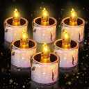 ANGMLN 6pcs Solar Tea Lights Outdoor,Flameless Flicker LED Solar Candles with Dusk to Dawn Sensor,Rechargeable Waterproof Candle Lights for Lantern Garden Camping Party Home Decorations,Warm White