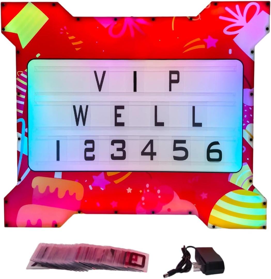 GLITCHCORE LED Bottle Service Sign - for Bottle Girl Sign Acrylic VIP Club Light Lightweight Handheld with Interchangeable Letters Numbers (4 Set Letters 2set Numbers) Suitable for bar Parties