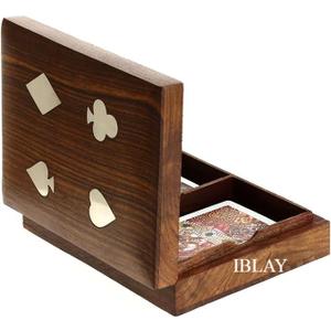 Indian Glance Double Deck Playing Card Holder Box Tray Case Wood - Playing Cards Storage Box Case - Gifts for Men | Seniors | Women Birthday