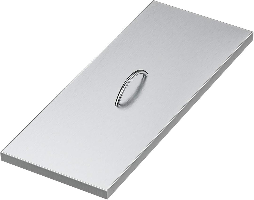 Stanbroil Fire Pit Burner Pan Cover 27" x 11", Fits 24 x 8 Inches Rectangular Drop-in Burner Pan, Stainless Steel