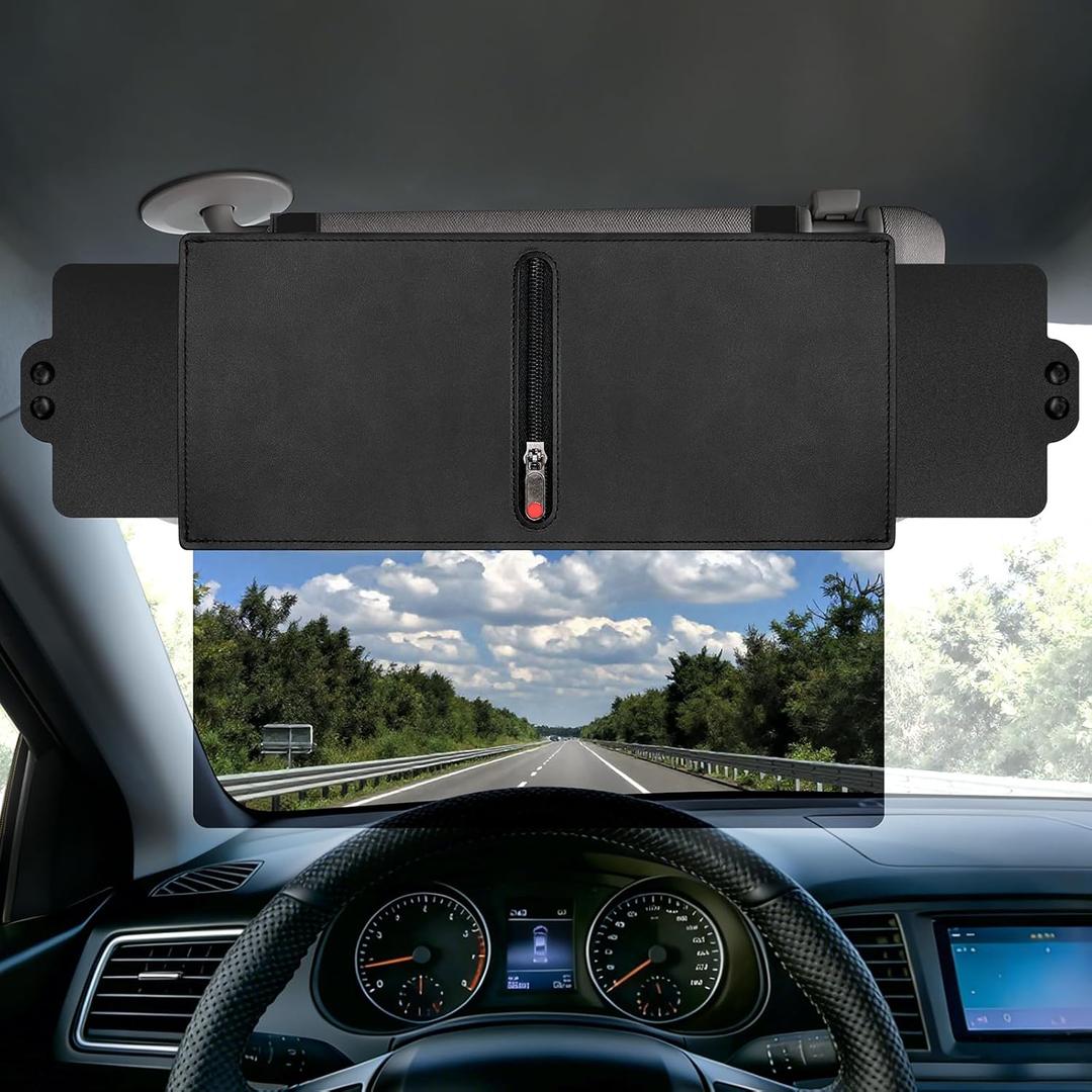 Veharvim Sun Visor Extender for Car (Polarized, UV400, PC Lens, 2 Side Sunshade), Car Visor Extender Sun Blocker, Visor Extender Attachment, Anti-Glare for Safe Driving (1 Pack, Red)