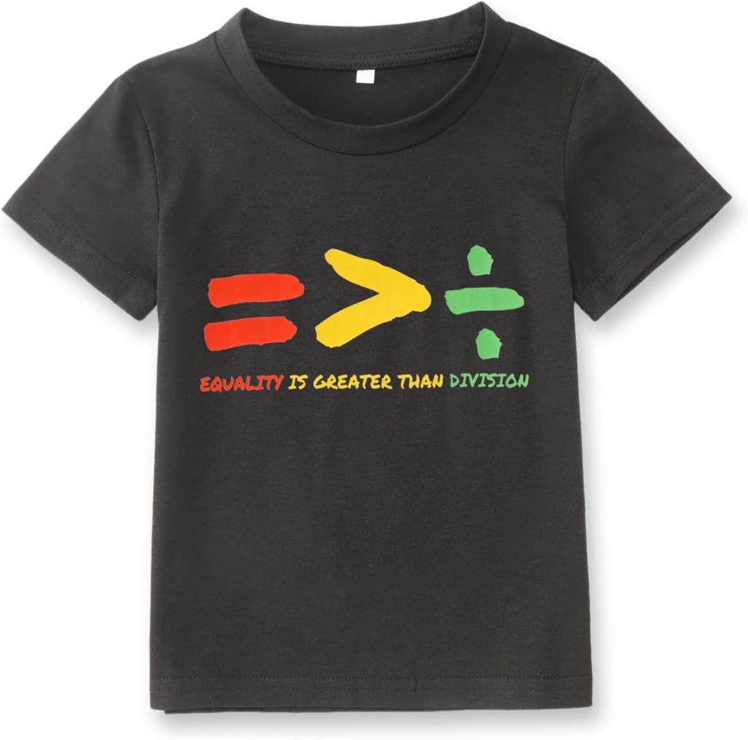 Ritatte Black History Month Shirts for Toddler Baby Boys Girls African Shirt Equality is Greater Than Division Tees Tops (5-6 Years)