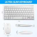 Wireless Keyboard and Mouse Combo, Compact Quiet Wireless Keyboard and Mouse Set 2.4G Ultra-Thin Sleek Design for Windows, Computer, Desktop, PC, Notebook, Laptop (GHKM03 Silver White)