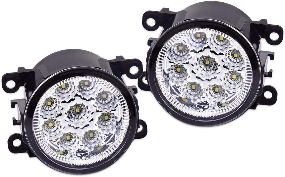 beler 2 Pack LED White Fog Light Lamp Replacement in Box for Acura Honda Ford Nissan Lincoln Jaguar Subaru Suzuki Porsche (9 LED Bulbs)