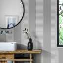 Livelynine 17.5x276 Striped Peel and Stick Wallpaper Grey and White Stripe Wallpaper for Bedroom Bathroom Accent Wall Linen Cloth Fabric Textured Modern Vertical Stripes Contact Paper Self Adhesive