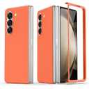 HIYUUTTBS Compatible for Samsung Galaxy Z Fold 6 Case, Ultra-Thin Silky Hard PC Matte Bumper Cute Pretty Phone Case Cover for Samsung Galaxy Z Fold 6 5G, Orange(12-48)
