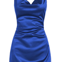 ZAFUL Women's Satin Sleeveless Spaghetti Strap Mini Dress Sexy Slip Cowl Neck Silky Cocktail Party Dresses, Size XS
