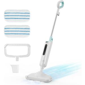 Steam Mop for Floor Cleaning with 2 Washable Pad, Lightweight Floor Steamer Cleaner Mop for Hardwood, Tile, Laminate FloorsCarpet (43.31"*7.87"*11.1", White and Cyan)