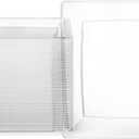Oasis Creations Clear Square Plates Set 9" - 50 Count - Premium Hard Clear Plastic - Disposable and Reusable - Dinner - Salad - Party Plate Set - Weddings, Parties, Events & More!