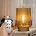 Battery Operated Lamp with Remote Control, Cordless Table Lamps for Home Decor, Portable Dimmable Brightness Small Lamp with Timer for Room Decorative Corner Bedroom (Golden Amber)