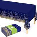 4 Pcs Navy Blue Plastic Tablecloth Gold Dot Blue Table Cloths, 54108 inches Disposable Gold Dot Confetti Dark Blue Table Cover for Anniversary Friendsgiving Fine Dining Graduation Party Decoration