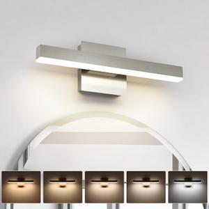 Joossnwell Bathroom Light Fixtures Brushed Nickel Vanity Lights Bar 5cct Dimmable Modern Bath Lighting Fixture Over Mirror Led Vanity Light for Bathroom 15.74 inch ETL Certificated, 15.75 Inch Long