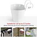 Dahey 4 Pcs Metal Iron Hanging Flower Pots for Railing Fence 15.7 Inch Hanging Bucket Pots Countryside Style Window Flower Plant Holder with Detachable Hooks for Garden Yard Home Decor, White