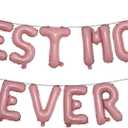 2 x 16" Best Mom Ever Balloons for Mother's Birthday happy Mother's Day Party Events Balloons Supplies, I Love You Best Mom Ever Thanks Giving Party Balloon (BEST MOM EVER Pink)