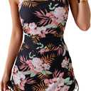 Eomenie Women's One Piece Swimdress Swimsuit with Drawstring Tummy Control Bathing Suits Push Up Swim Dresses with Bottom (L)