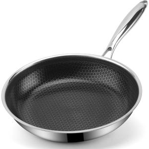 Ranbomer Hybrid Ceramic Non Stick Frying Pan 10 Inch, 5-Ply Stainless Steel Skillet,Stay-Cool Handle,Induction Ready, Compatible with All Cooktops, PFAS-Free, Non-Toxic.(10 Inch)
