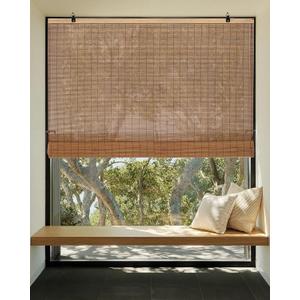 3 x 30''W X 72''H Cordless Bamboo Roman Shades, Light Filtering Roll Up Bamboo Matchstick Blinds for Interior Window Home Patio Porch, Brown