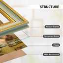 12x18 Picture Frame, HD Real Glass Ornate Vintage 12x18 Photo Frame, 12 by 18 Poster Frame with Gold Green Texture Border Horizontal & Vertical Display for Tabletop or Wall Decor (1 Pack)