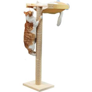 Cat Window Perch with Tall Scratching Posts, Inside 46" Climbing Tree Hammmock Mounted with Suction Cups for Sleeping,Playing and Watching Birds