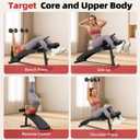 BODY RHYTHM Sit Up Bench with 4 Adjustable Heights and Reverse Crunch Handle, Curved Ab Workout Bench for Home Gym, Adjustable Weight Bench for Core Workouts and Decline Bench Press, Suitable for Individuals Up to 5.9ft Tall.
