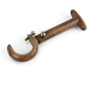 Curtain Rod Bracket, 3 Pcs Faux Wood Color Aluminum Alloy Curtain Rod Holder for 1 or 1-1/8 Inch Single Curtain Rods (Faux Wood, 3 pcs)