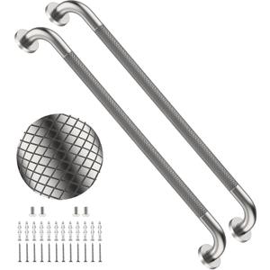 2 Pack 32 Inch Brushed Nickel Anti-Slip Knurled Shower Grab Bar