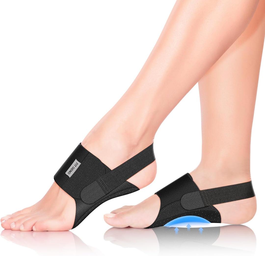 Arch Support Brace for Plantar Fasciitis Relief: Upgraded Non-Slip Wearable Arch Support w/Built-in Orthotics - Adjustable Bands w/Gel Pads for Flat Feet High & Fallen Arch Unisex (Black), Pack of 1 