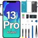 for iPhone 13 Pro Screen Replacement Kit with Earpiece Flex Cable Proximity Sensor 3D Touch LCD Screen Display Digitizer A2483 A2636 A2638 A2639 A2640 6.1 inch