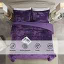 Luxury Velvet King Comforter Set, 3 Pieces Reversible Comforters King Size with 2 Pillow Shams, Brushed Solid Microfiber Back, All Season Cozy, Soft, Warm, Lightweight (Purple, 104x90 Inch)