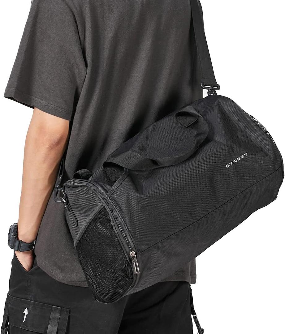 Large Sports Gym Bag for Men Women with Shoes Compartment,Travel Duffel Bag (Black)